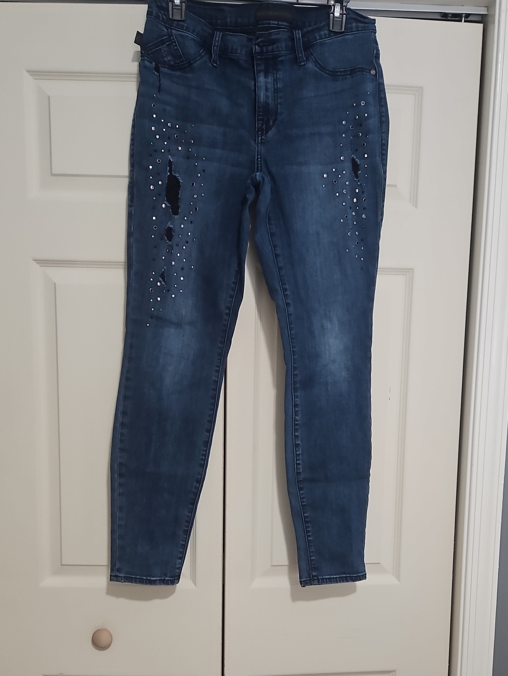 Rock & Republic Dark Blue Skinny Jeans with Stud Embellishments